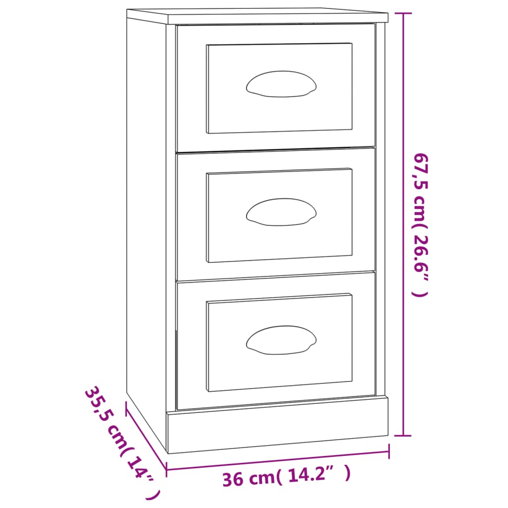 Sideboard High Gloss White 36x35.5x67.5 cm Engineered Wood