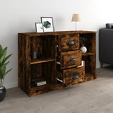 Sideboard Smoked Oak 104.5x35.5x67.5 cm Engineered Wood - Rear View
