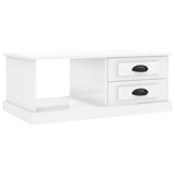Coffee Table High Gloss White 90x50x35 cm Engineered Wood - Front View