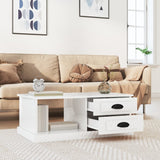 Coffee Table High Gloss White 90x50x35 cm Engineered Wood - Side View