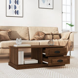 Coffee Table Brown Oak 90x50x35 cm Engineered Wood - Side View