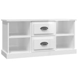 TV Cabinet High Gloss White 99.5x35.5x48 cm Engineered Wood - Front View