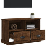 TV Cabinet Brown Oak 80x35x50 cm Engineered Wood - Top-Down View