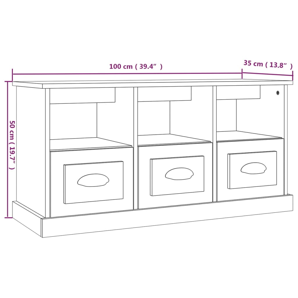 TV Cabinet Black 100x35x50 cm Engineered Wood