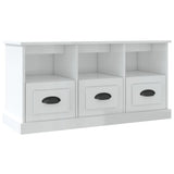 TV Cabinet High Gloss White 100x35x50 cm Engineered Wood - Front View