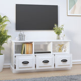 TV Cabinet High Gloss White 100x35x50 cm Engineered Wood - Side View