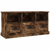 TV Cabinet Smoked Oak 100x35x50 cm Engineered Wood - Front View