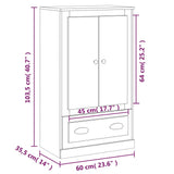 Highboard High Gloss White 60x35.5x103.5 cm Engineered Wood