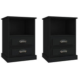 Bedside Cabinets 2 pcs Black 43x36x60 cm - Front View