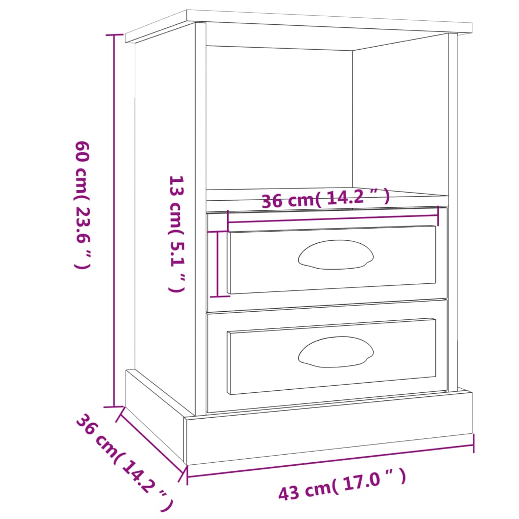 Bedside Cabinets 2 pcs Sonoma Oak 43x36x60 cm
