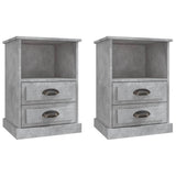 Bedside Cabinets 2 pcs Concrete Grey 43x36x60 cm - Front View