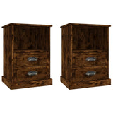 Bedside Cabinets 2 pcs Smoked Oak 43x36x60 cm - Front View