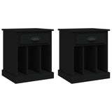 Bedside Cabinets 2 pcs Black 43x36x50 cm - Front View
