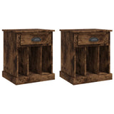 Bedside Cabinets 2 pcs Smoked Oak 43x36x50 cm - Front View