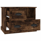 Bedside Cabinet Smoked Oak 60x39x45 cm - Rear View