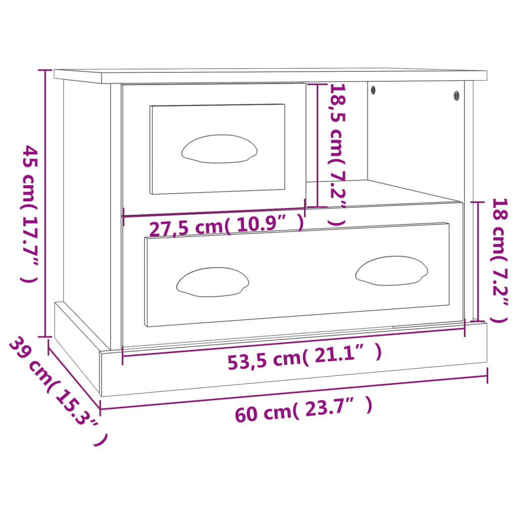 Bedside Cabinet Grey Sonoma 60x39x45 cm