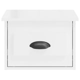 Wall-mounted Bedside Cabinet High Gloss White 41.5x36x28cm - Rear View