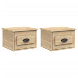 Wall-mounted Bedside Cabinets 2 pcs Sonoma Oak 41.5x36x28cm - Front View
