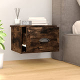 Wall-mounted Bedside Cabinet Smoked Oak 41.5x36x28cm - Side View