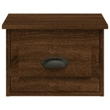 Wall-mounted Bedside Cabinet Brown Oak 41.5x36x28cm - Rear View