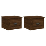Wall-mounted Bedside Cabinets 2 pcs Brown Oak 41.5x36x28cm - Front View