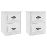 Wall-mounted Bedside Cabinets 2 pcs White 41.5x36x53cm - Front View