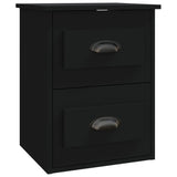 Wall-mounted Bedside Cabinet Black 41.5x36x53cm - Front View