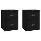 Wall-mounted Bedside Cabinets 2 pcs Black 41.5x36x53cm - Front View