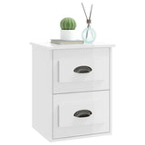 Wall-mounted Bedside Cabinet High Gloss White 41.5x36x53cm - Top-Down View