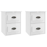Wall-mounted Bedside Cabinets 2 pcs High Gloss White 41.5x36x53cm - Front View