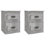 Wall-mounted Bedside Cabinets 2 pcs Concrete Grey 41.5x36x53cm - Front View