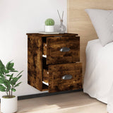 Wall-mounted Bedside Cabinet Smoked Oak 41.5x36x53cm - Side View