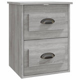 Wall-mounted Bedside Cabinet Grey Sonoma 41.5x36x53cm - Front View