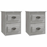 Wall-mounted Bedside Cabinets 2 pcs Grey Sonoma 41.5x36x53cm - Front View