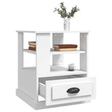 Side Table White 50x50x60 cm Engineered Wood - 45-Degree Angle