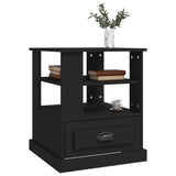 Side Table Black 50x50x60 cm Engineered Wood - Top-Down View