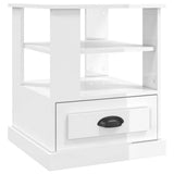 Side Table High Gloss White 50x50x60 cm Engineered Wood - Front View