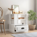 Side Table High Gloss White 50x50x60 cm Engineered Wood - Side View