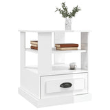 Side Table High Gloss White 50x50x60 cm Engineered Wood - Top-Down View