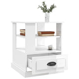 Side Table High Gloss White 50x50x60 cm Engineered Wood - 45-Degree Angle