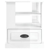 Side Table High Gloss White 50x50x60 cm Engineered Wood - Rear View