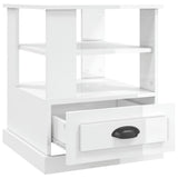 Side Table High Gloss White 50x50x60 cm Engineered Wood - Low Angle