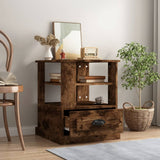 Side Table Smoked Oak 50x50x60 cm Engineered Wood - Side View