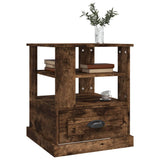 Side Table Smoked Oak 50x50x60 cm Engineered Wood - Top-Down View