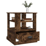 Side Table Smoked Oak 50x50x60 cm Engineered Wood - 45-Degree Angle