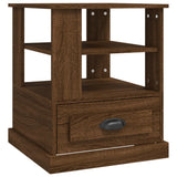 Side Table Brown Oak 50x50x60 cm Engineered Wood - Front View