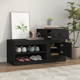Shoe Cabinet Black 100x42x60 cm Engineered Wood - Side View