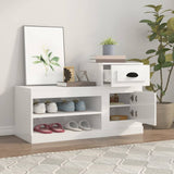 Shoe Cabinet High Gloss White 100x42x60 cm Engineered Wood - Side View