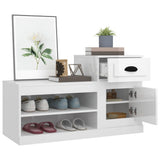 Shoe Cabinet High Gloss White 100x42x60 cm Engineered Wood - 45-Degree Angle