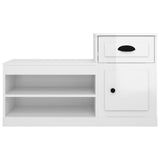 Shoe Cabinet High Gloss White 100x42x60 cm Engineered Wood - Rear View